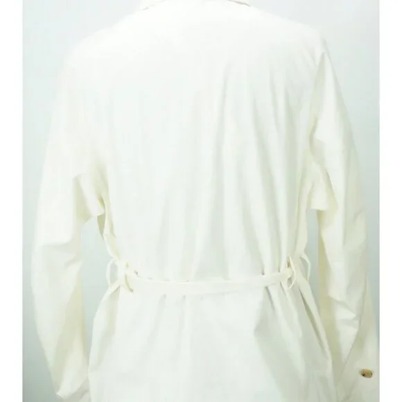 Ralph Lauren Purple Label RLPL White Belted Coat Sz L New W/o Tags